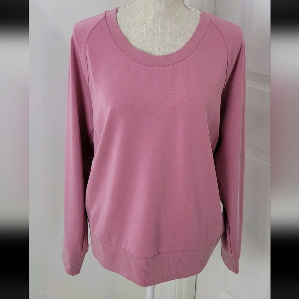 Athleta Women's Dusty Rose Long Sleeve Athletic Scoop Neck ActivewearTop Size XL